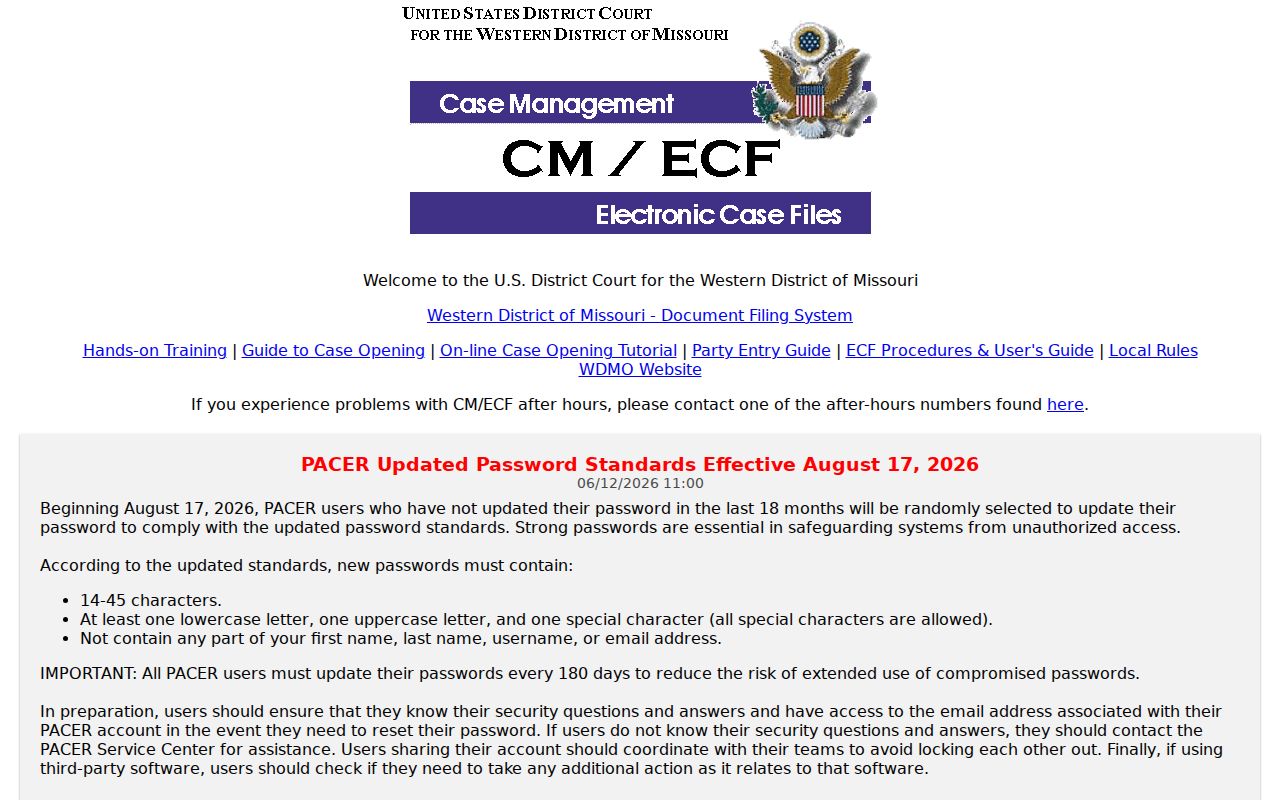 Gentry County court records reference image for Western District of Missouri CM ECF