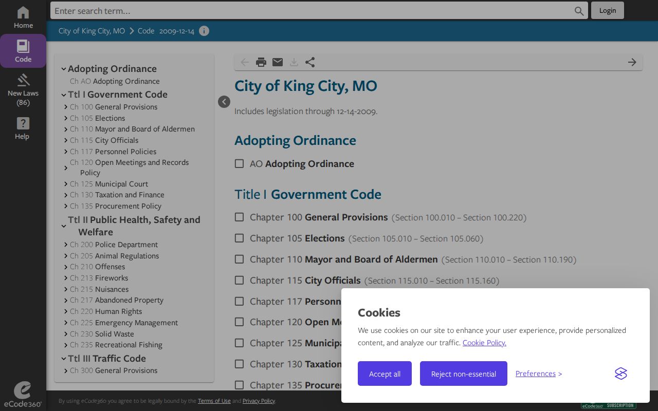 Gentry County traffic court records reference image for King City municipal code portal